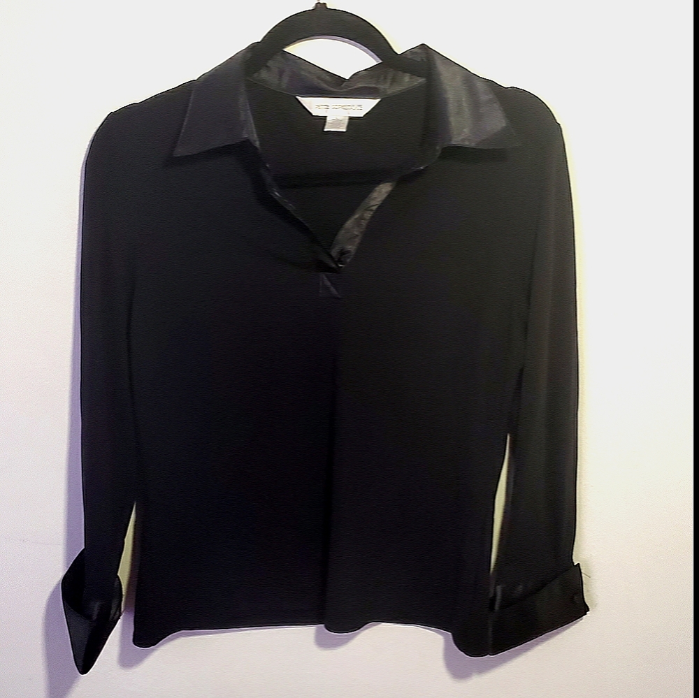 Petite Sophisticate Black Large Longsleeve Blouse